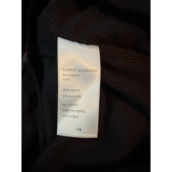 NAKED WARDROBE Black Ribbed Cropped One Shoulder Top Size XS - Picture 6 of 7